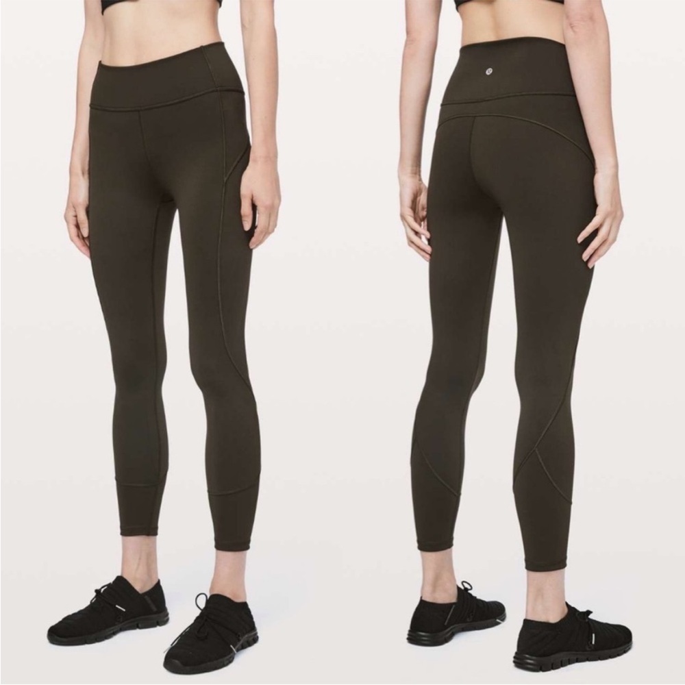 Lululemon In Movement 7/8 Tight Everlux 25" Dark Olive SZ 12
